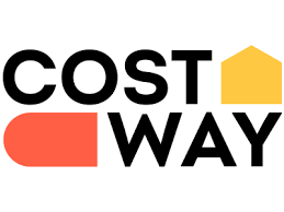 Costway official logo featuring black bold text with a red capsule shape and a yellow house icon.