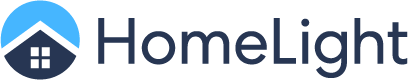 HomeLight logo featuring a dark blue house silhouette inside a light blue circular background with the brand name in professional typography.