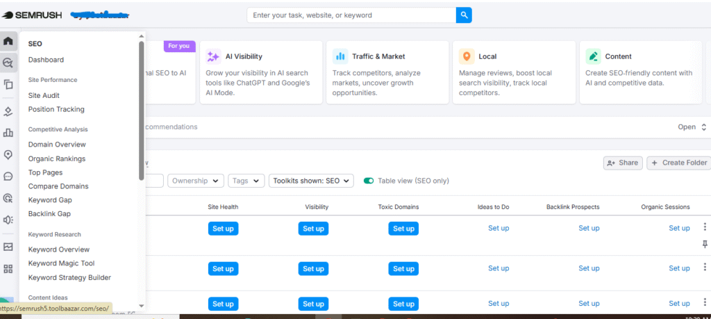 How to Use Semrush for Free: A Complete Beginner’s SEO Guide Semrush free account dashboard showing keyword magic tool and domain overview features for beginners.
